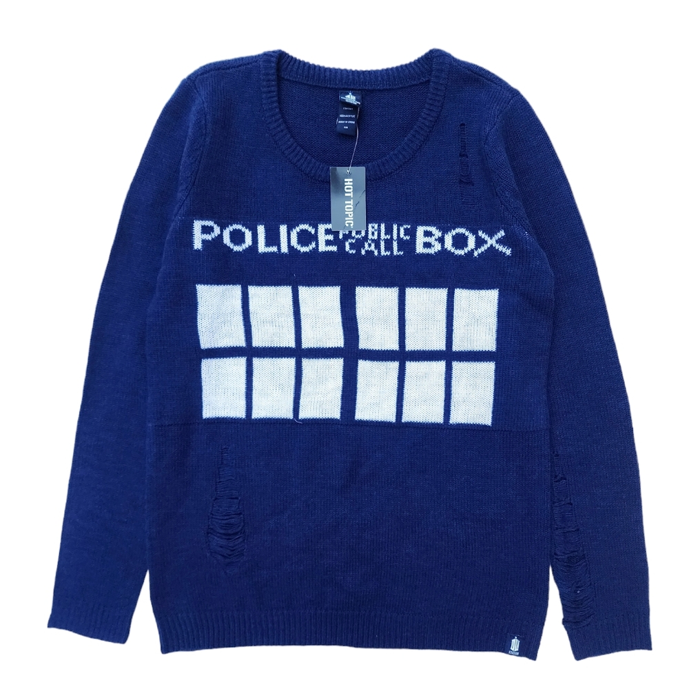 Doctor Who Tardis Distressed Sweater